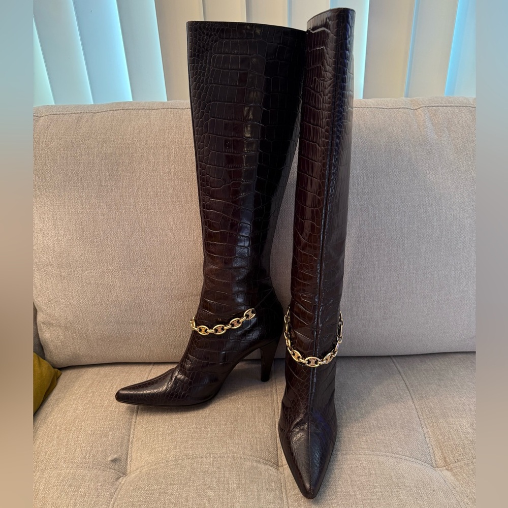 Authentic RARE Celine 24k Triomphe Chain Boots 38